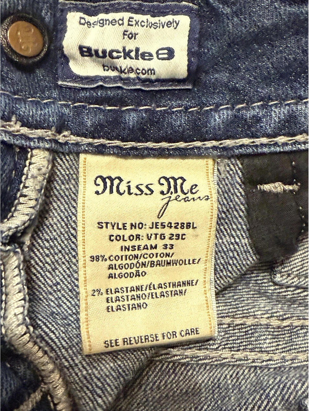 RARE VTG Miss Me Bootcut Jeans Embroidered Rhinestone Blue Western Stretch Women - Picture 10 of 12